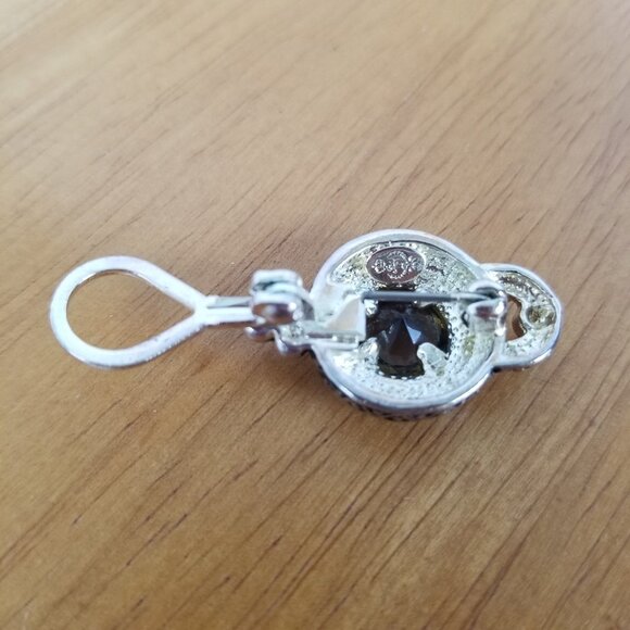 Antiqued Silver and Brown Clip Post Earrings Rhinestones Premier Designs Granny - Picture 6 of 9